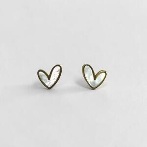 Small Heart Stud White Gold Earring